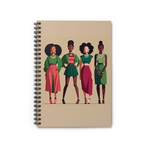 Sisterhood Mini Notebook - Beautiful Black Women in Pink and Green | D9 Black Sorority Crossing Gift, Student Notebook