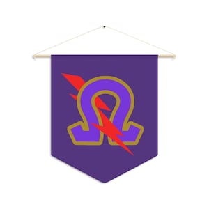 Omega Bloody Thunderbolt Pennant Wall Hanging for Home Decor | Black Fraternity Crossing Gift, Decor, Dorm Decor, Gift for Coach or Teacher