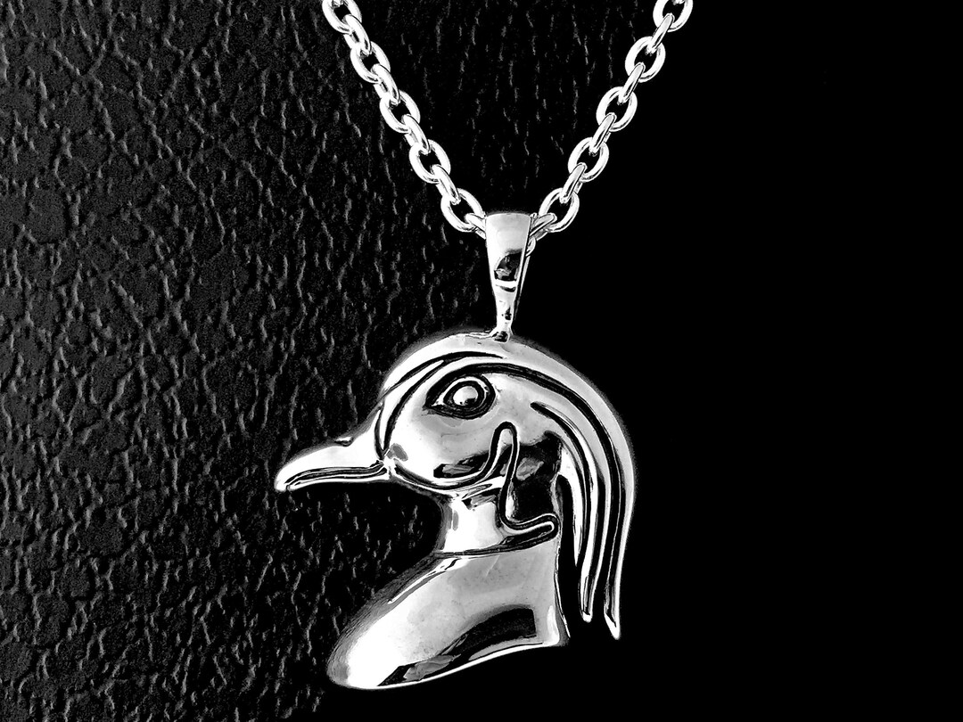 Silver Wood Duck Necklace Duck Jewelry Duck Pendant Bird Etsy