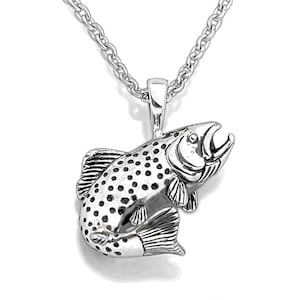 Silver Trout Necklace, Fish Jewelry, Trout Jewelry, Jewelry for Fishermen, Trout Fishing Pendant, Wildlife Jewelry, Gift for Men