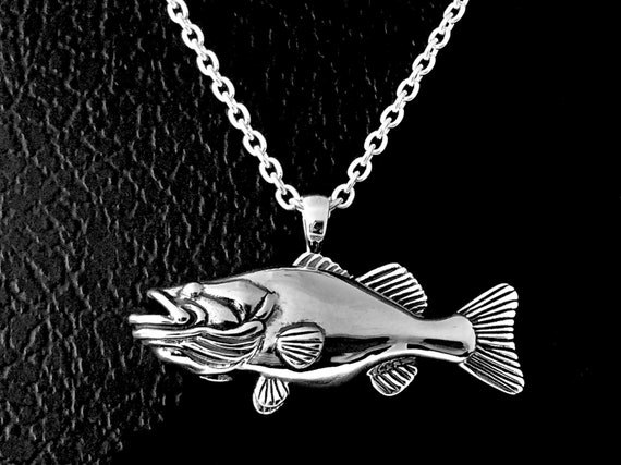 Silver Largemouth Bass Necklace, Fish Jewelry, Bass Jewelry