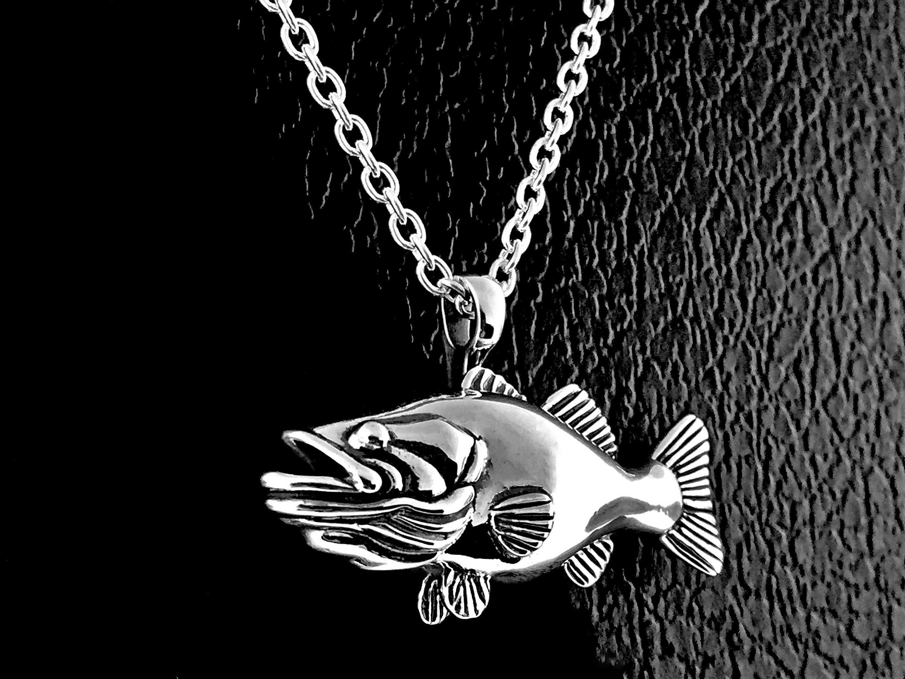 Silver Largemouth Bass Necklace Fish Jewelry Bass Jewelry Etsy