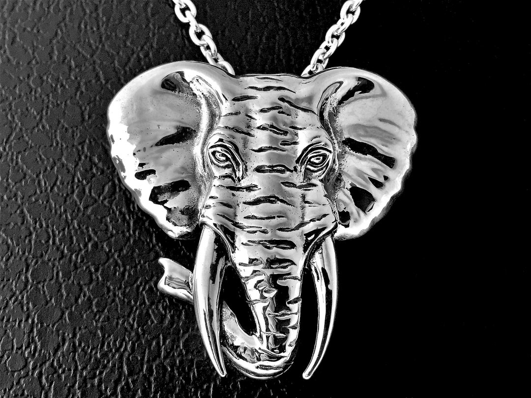 Silver Elephant Necklace, Elephant Jewelry, Elephant Pendant, Wildlife
