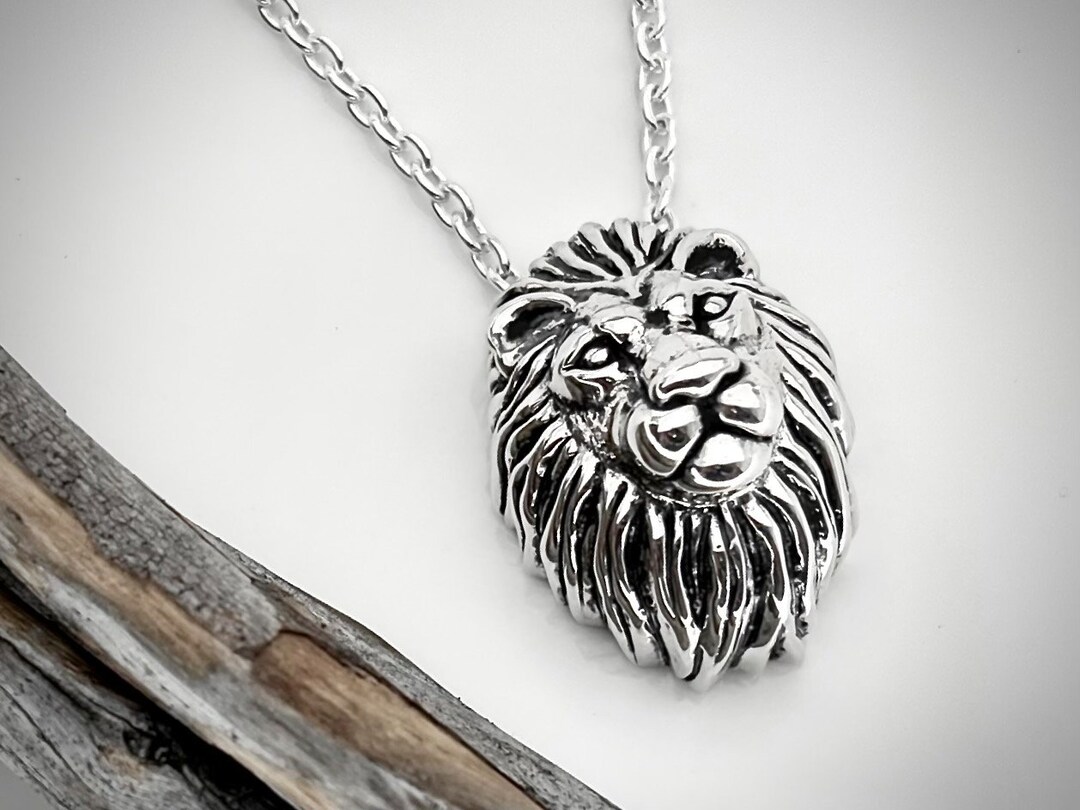 Silver Lion Necklace Lion Jewelry Lion Pendant African Etsy UK