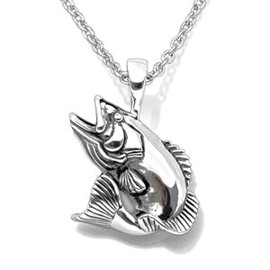 Silver Largemouth Bass Necklace, Fish Jewelry, Bass Jewelry, Jewelry for Fishermen, Bass Fishing Pendant, Wildlife Jewelry, Gift for Men