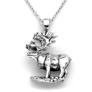 Silver Caribou Necklace, Caribou Jewelry, Caribou Pendant, Wildlife Jewelry, Animal Necklace, Hunter Jewelry, Gift for Hunters