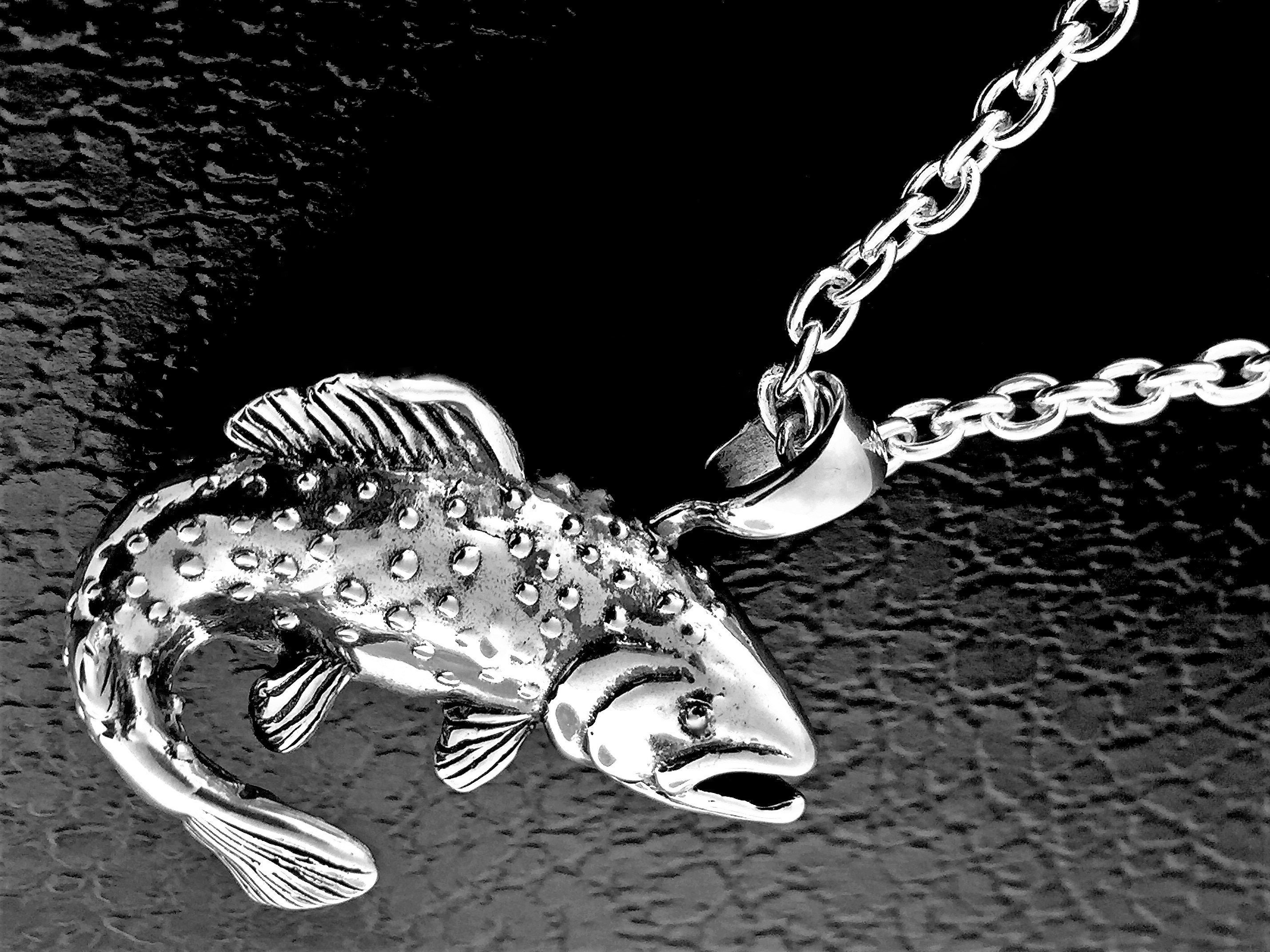 Silver Trout Necklace Fish Jewelry Trout Jewelry Jewelry Etsy