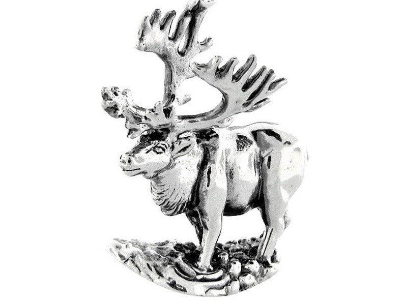 Silver Wildlife Wildlife Jewelry Caribou Jewelry Animal Jewelry Handcrafted Sterling Silver Caribou Pendant with a Black Cord Necklace