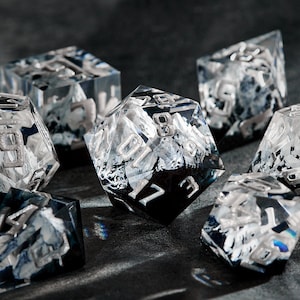 Frozen Peaks - Snowy mountains dnd dice set, Iced landscape D20 for RPG game, Dungeons and dragons winter gift, Handmade sharp edge