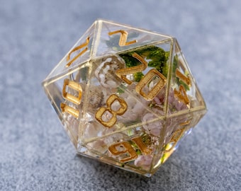 Terrarium D20 dice - flower dnd sharp edges handmade die, Plant druid dice, nature dice,  Critical Role Dungeons and dragons fox byFlowerFox