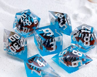 Pirate ship dice set -  Ocean inspired dice, Sea dnd sharp edges dice, D&D player gift byflowerfox