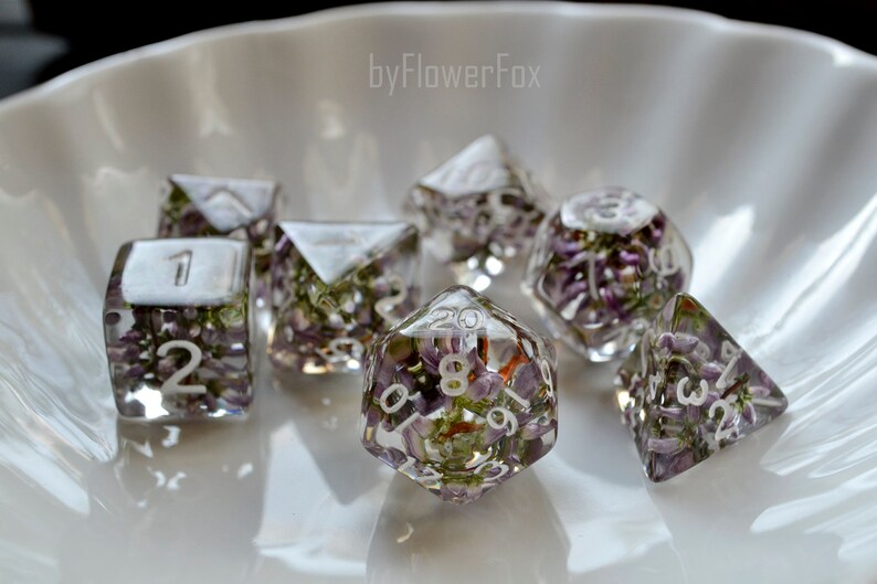 Flower dnd dice set Critical Role Floral resin polyhedral dice Etsy