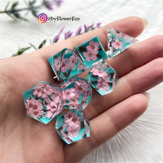 Arizona Dice Green Tea Dice Sakura Ttrpg Set Floral Resin Etsy