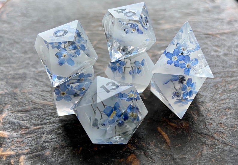 Flowers in Milk Flower Dnd Dice Set Critical Role Floral Etsy Norway