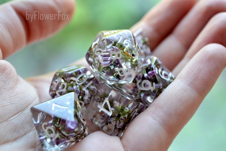 Flower dnd dice set Critical Role Floral resin polyhedral dice Etsy