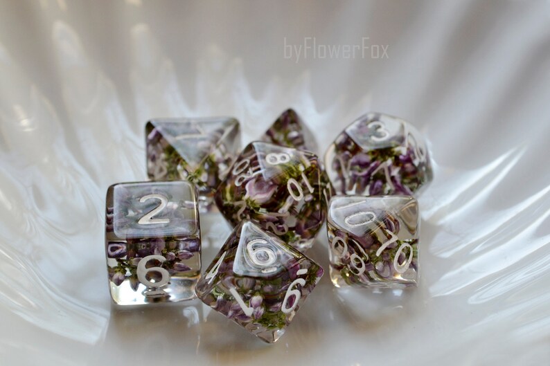 Flower dnd dice set Critical Role Floral resin polyhedral dice Etsy