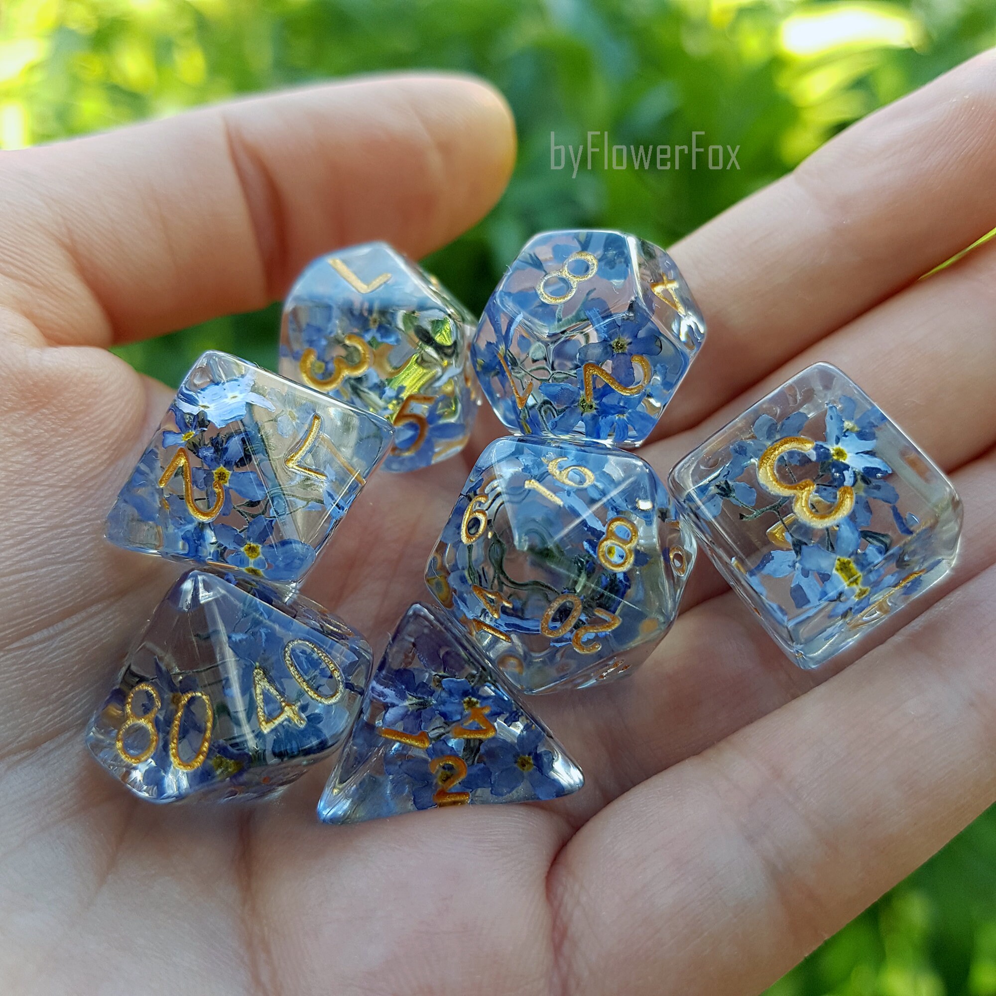 Flower dnd dice set Critical Role Floral resin polyhedral dice Etsy