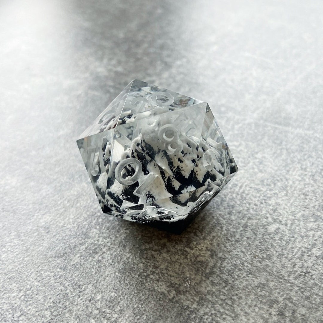 Snowy Mountain Dice Giant D20 30mm // Handmade Sharp Edge Dnd Dice ...