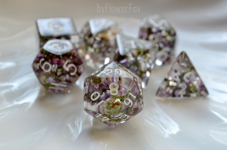 Flower dnd dice set Critical Role Floral resin polyhedral dice Etsy