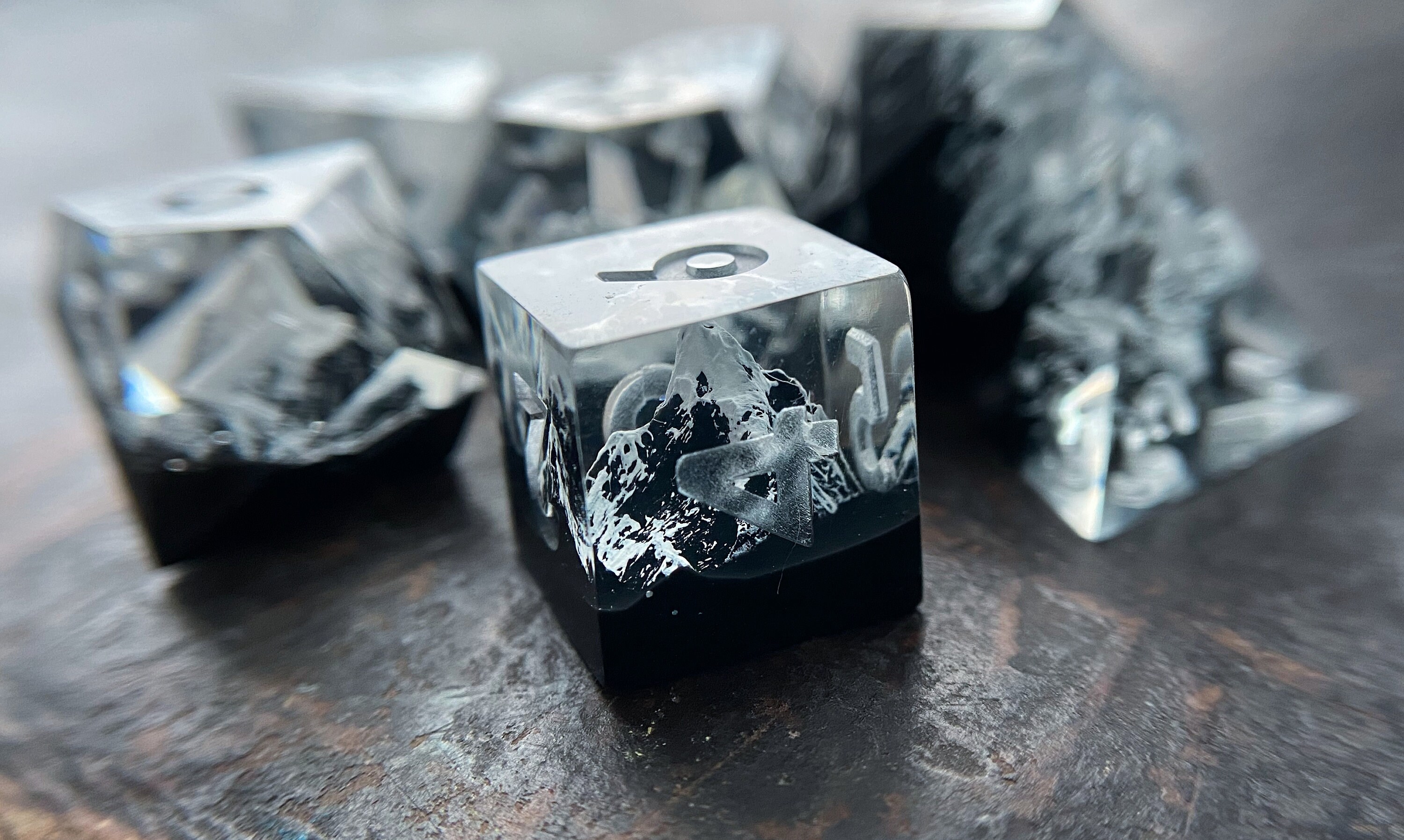 Mountain Polyhedral Dice Set Black and White D20 for RPG Game - Etsy