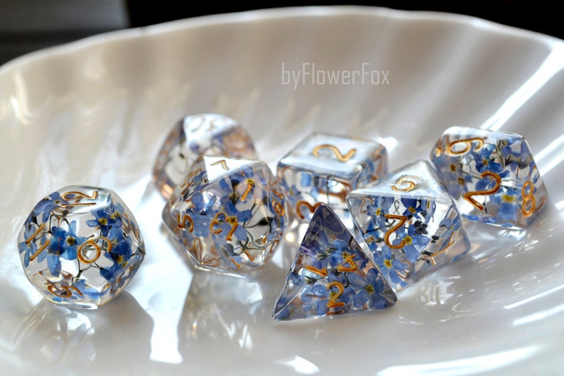 Flower dnd dice set Critical Role Floral resin polyhedral dice Etsy