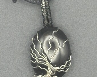 Rare Fire Obsidian tree of life Crystal Talisman | Handmade Wearable Gemstone Pendant