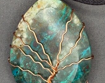 Chrysocolla Tree of Life Talisman | Handmade Wearable Gemstone Pendant