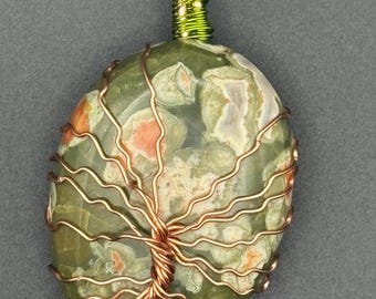 Rainforest Jasper Tree of life Crystal Talisman | Handmade Wearable Gemstone Pendant
