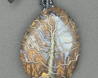 Boulder Opal tree of life Crystal Talisman | Handmade Wearable Gemstone Pendant
