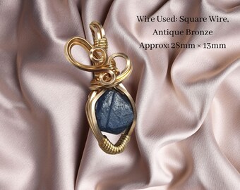 Wire Wrapped Natural Record Keeper Blue Sapphire Pendant Handmade Jewellery Raw Gemstone Natural Crystal Unique Gift Ideas for Crystal Lover