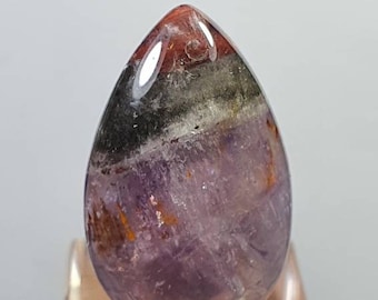 Good Quality Auralite 23 Amethyst w gold rutiles polished & drilled Teardrop Pendant - #7