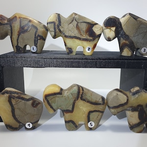 Zuni Style Buffalo Carving in Septarian Dragon Crystal Animal Carving Gift for Crystal Collector
