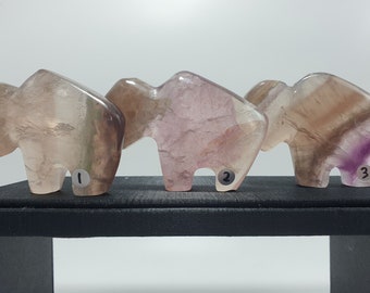 Zuni Style Fluorite Carving in Banded Fluorite Crystal Animal Carving Gift for Crystal Collector