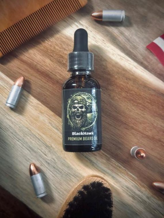 BLACKHAWK Premium Beard Oil 1 oz | Cedarwood Orange Vetiver | Bearded Assassins | Benny's Soap Co