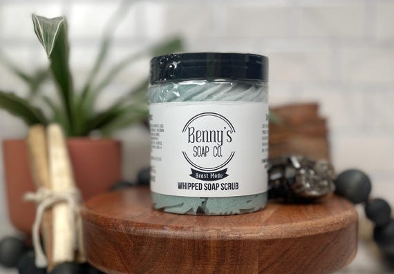 BEAST MODE Whipped Soap Scrub 6oz | Gentle Exfoliating Body Scrub | Woodsy Citrus Scent | Unisex Scent