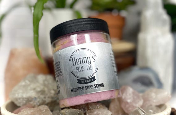 Indulge in Tranquility: ZEN GARDEN Whipped Soap Scrub 6oz | Light Floral Scent | Pink & Yellow Swirl Design | Lotus Blossom Fragrance