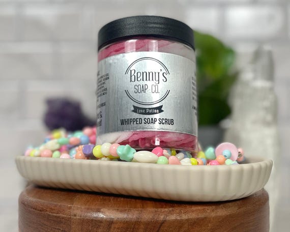 LOVE POTION Whipped Soap Scrub 6oz | Handmade | Sugar Scrub | Sudsy Exfoliator