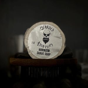 CHECK MATE Shaving Soap Puck 3oz | Handmade | Dual Lye Shave Soap | Thick Lather | Moisturizing