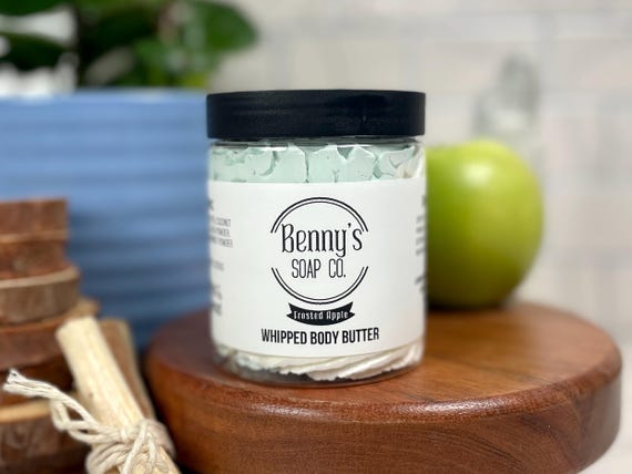 FROSTED APPLE Whipped Body Butter 6oz | Handmade | Green & White Swirl | Limited Edition Scent | Body Moisturizer | Gift for Her
