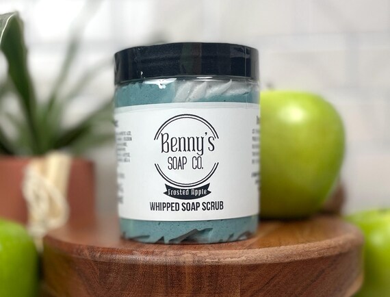 FROSTED APPLE Whipped Soap Scrub 6oz | Fresh & Fruity Winter Scent | Gentle Exfoliating Sugar Scrub for Body
