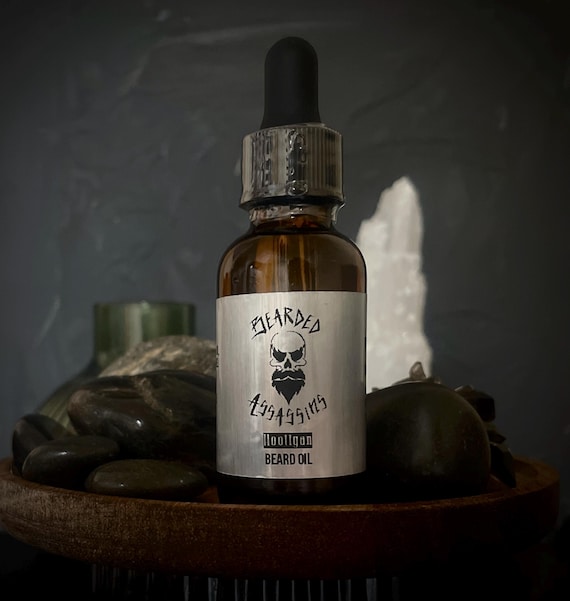 HOOLIGAN Premium Beard Oil 1 oz | Lemongrass & Lime Essential Oils | Men's Grooming Beard Oil | Hair Strengthening | Bearded Assassins