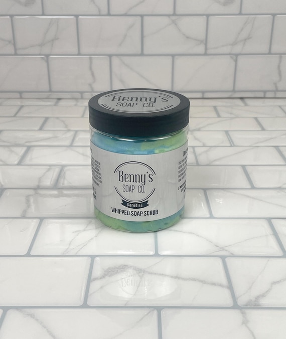 PARADISE Whipped Soap Scrub 6oz | Handmade | Sugar Scrub | Sudsy Exfoliator | Gentle | Colorful | Fun in the Shower | Bath Time