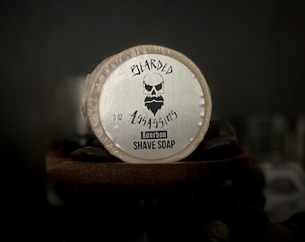 DUAL LYE BOURBON Scented Shaving Soap Puck 3oz | Handmade | Luxurious Experience | Thick Lather | Moisturizing | Leaves Skin Soft & Supple