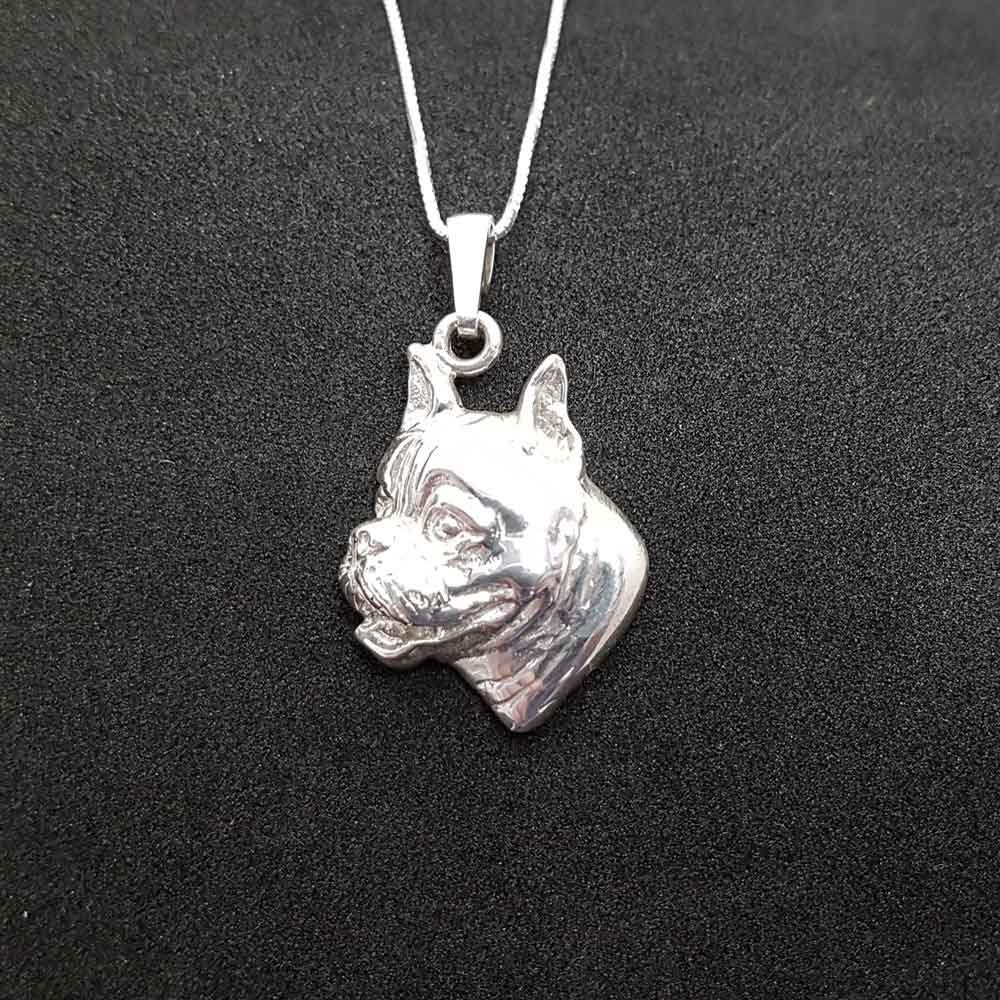 Boxer dog jewelry pendant Sterling Silver Personalized Pet Necklace Dog