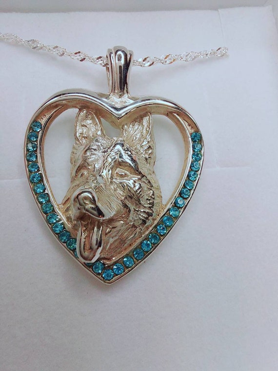 German Shepherd jewelry pendant with swarovski crystal Etsy