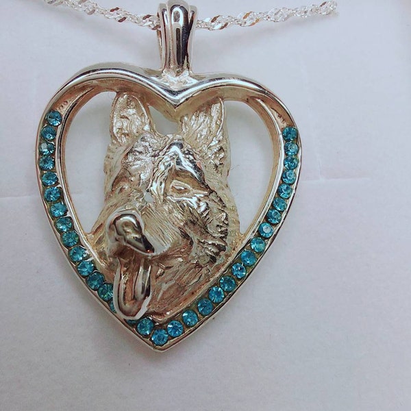 German Shepherd Crystal Necklace Etsy
