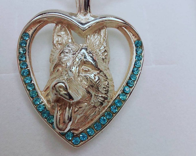 Featured listing image: German Shepherd jewelry pendant with swarovski crystal -Sterling Silver Dog jewelry Necklace-Personalized Pet Necklace
