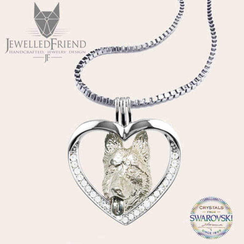 German Shepherd jewelry pendant with swarovski crystal Etsy
