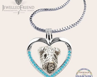 Airedale terrier jewelry necklace pendant with swarovski crystal-sterling silver-Custom Dog Necklace-Pet Memorial Gift-Dog Mom Gift-Pet