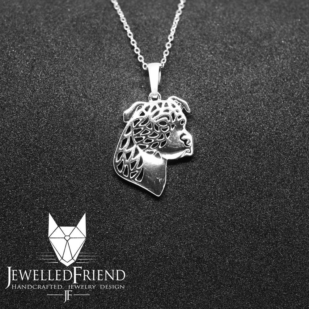 American staffordshire terrier jewelry pendant - sterling silver ...